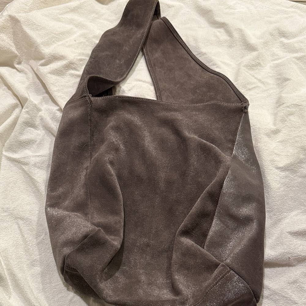 Elegant Grey Glitter Suede Women's Bag
